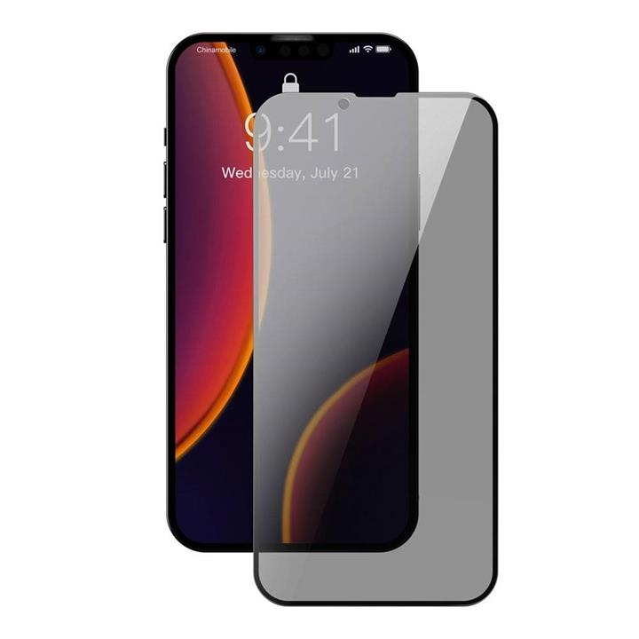 پک 2تایی گلس حریم شخصی تمام صفحه آیفون Apple iPhone 13 Mini Baseus Anti-Spy Glass Film SGQP010601
